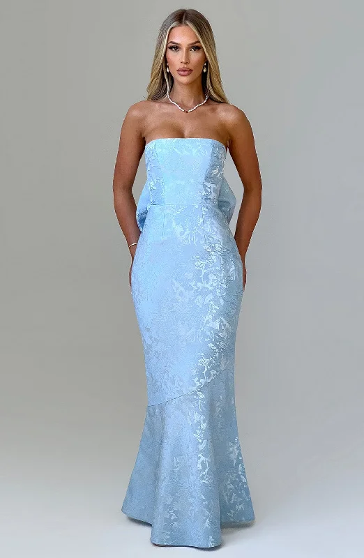 Felicity Maxi Dress - Blue Trendy Short Sleeve Maxi Dress