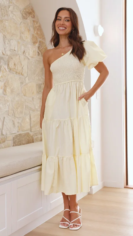 Frankie Maxi Dress - Yellow Fashionable Button-Down Maxi Dress