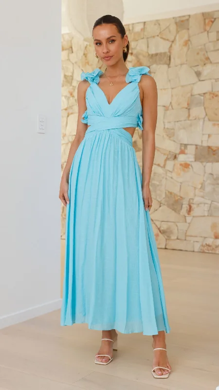 Galilhai Maxi Dress - Blue Casual Maxi Dress with Pockets