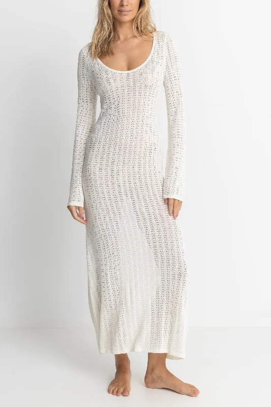 Georgia Knit Maxi Dress White Fashionable Chiffon Tiered Maxi Dress