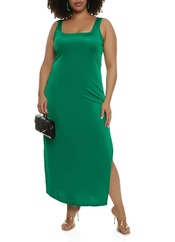 Plus Size Square Neck Sleeveless Maxi Dress Elegant Maxi Dress with Lace