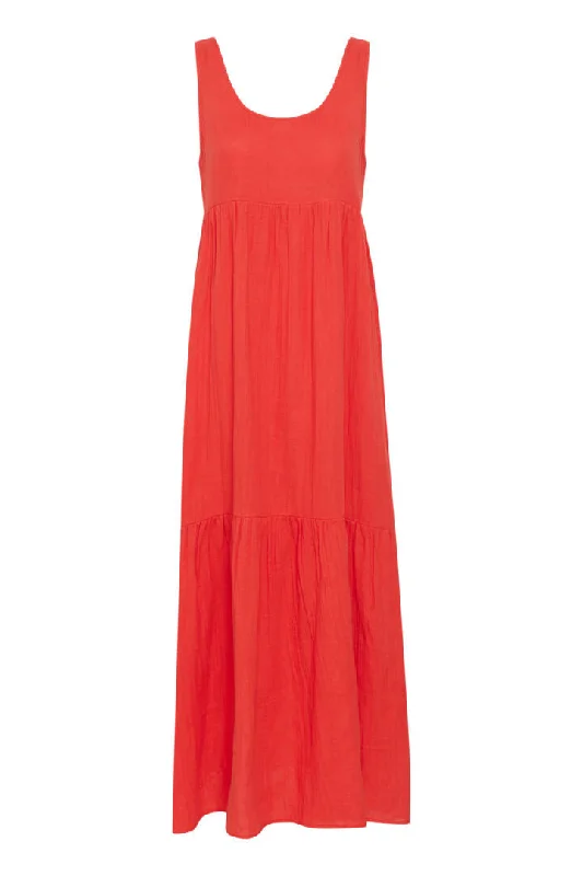 Ichi Foxa Maxi Dress-Grenadine-20117065 Chic Sleeveless Maxi Dress
