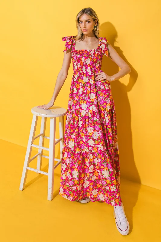 BEAUTIFUL ESSENCE FLORAL WOVEN MAXI DRESS Fashionable Layered Maxi Dress
