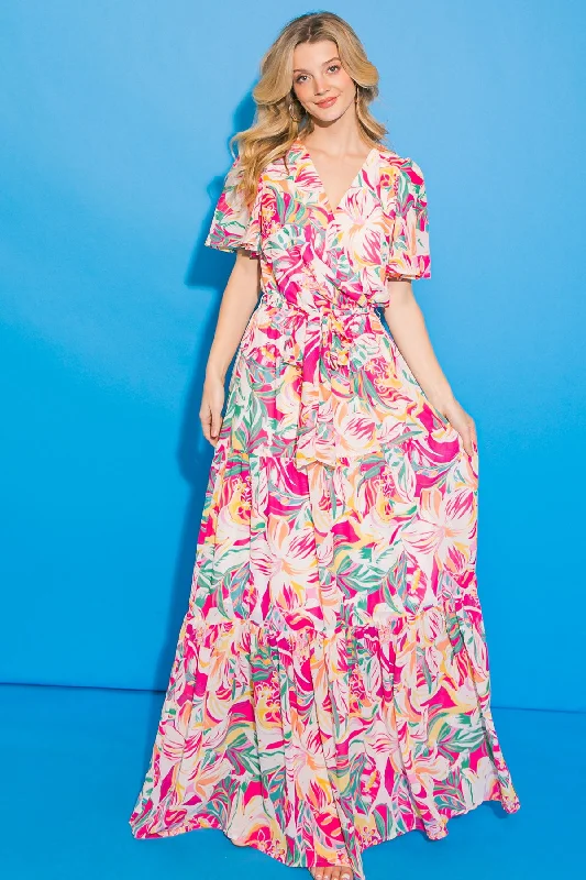 OVER AND OVER WOVEN MAXI DRESS Comfortable Satin Maxi Dress