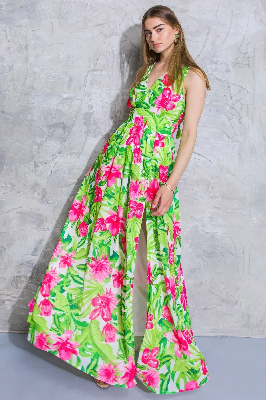 SPRING FAIR WOVEN MAXI DRESS Elegant Silk Maxi Dress