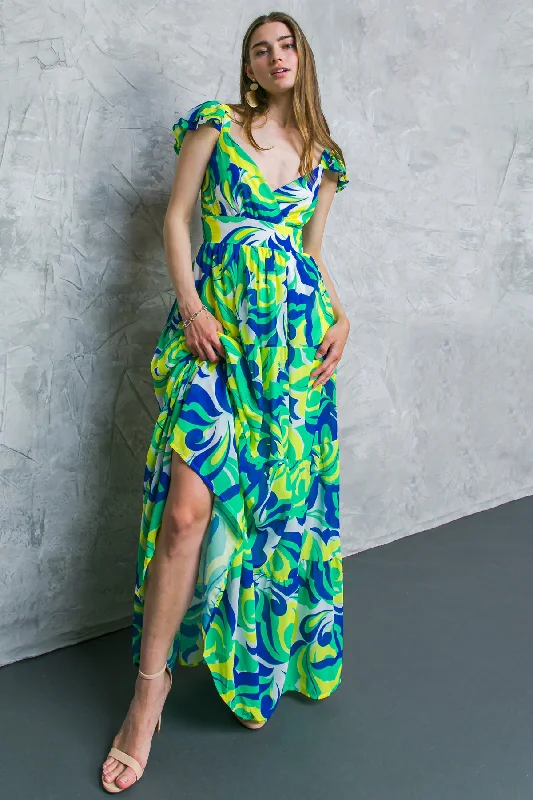 KEEP LOOKING FLORAL WOVEN MAXI DRESS Trendy Floral Print Maxi Dress