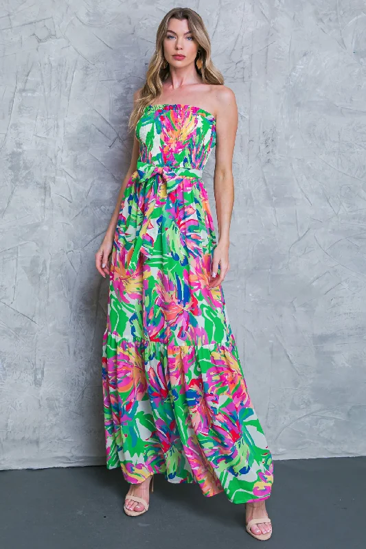 THINK HAPPY WOVEN MAXI DRESS Chic Summer Floral Maxi Dress