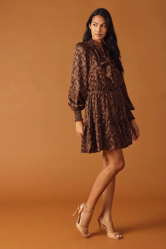 OPEN PATH ALMOND WOVEN MINI DRESS Trendy Mini Dress with Belt