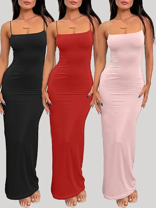 IKEARLAX 3-Pack Chic Solid Cami Maxi Dresses - Sexy Square Neck, Backless, Sleeveless - Versatile Womens Clothing for Casual to Formal Wear - Comfortable, Flowy, Adjustable Straps - Value Set Classic Strapless Maxi Dress IKEARLAX 3-Pack Chic Solid Cami Maxi Dresses - Sexy Square Neck, Backless, Sleeveless - Versatile Womens Clothing for Casual to Formal Wear - Comfortable, Flowy, Adjustable Straps - Value Set Classic Strapless Maxi Dress