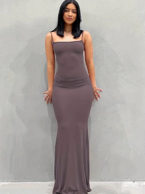 IKEARLAX Chic Solid Spaghetti Strap Maxi Dress - Flattering Bodycon Fit, Alluring Sleeveless Style for Women - Floor-Length Elegance Stylish A-Line Maxi Dress IKEARLAX Chic Solid Spaghetti Strap Maxi Dress - Flattering Bodycon Fit, Alluring Sleeveless Style for Women - Floor-Length Elegance Stylish A-Line Maxi Dress