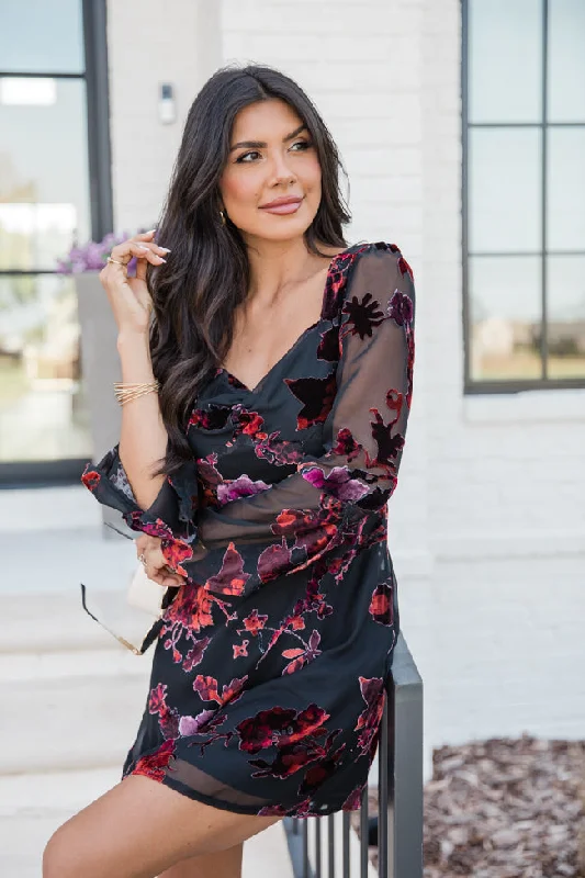 In The Air Burnout Print Sweetheart Style Mini Dress Fashionable Party Mini Dress