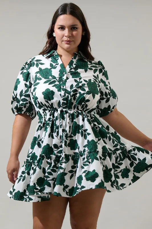 Kane Floral Stacie Button Down Mini Dress Curve Stylish Floral Print Mini Dress