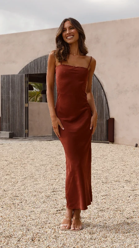 Keira Maxi Dress - Rust Comfortable Bohemian Maxi Dress