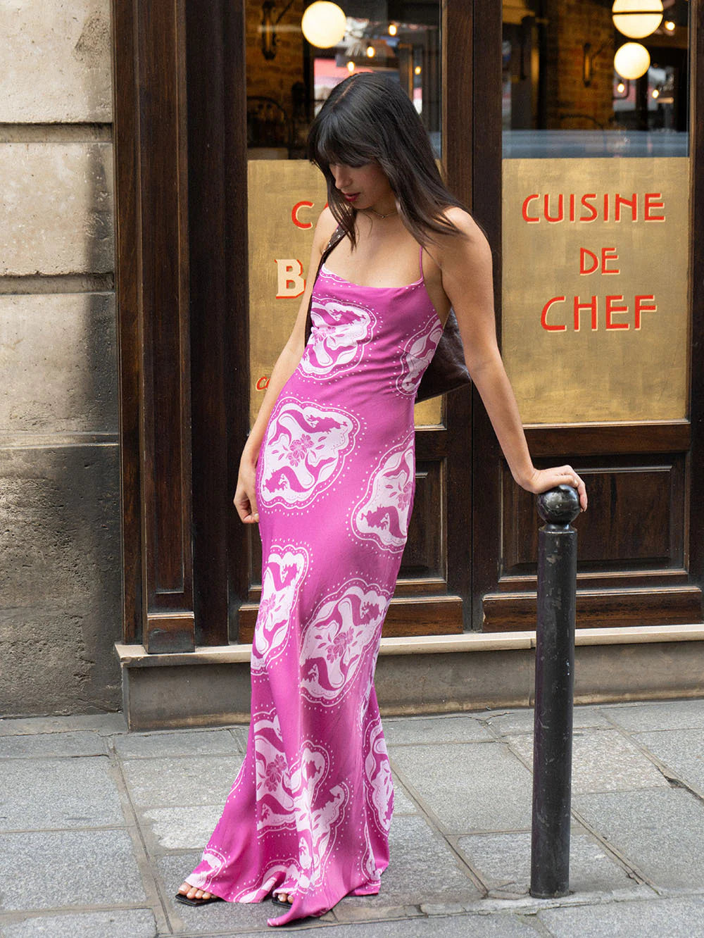 Kivari Isla Bias Maxi Dress Fashionable Open-Back Maxi Dress