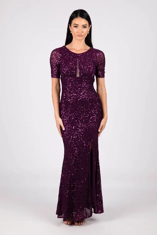 Linda Sequin Maxi Dress - Purple (S & L - Clearance Sale) Fashionable Chiffon Maxi Dress Linda Sequin Maxi Dress - Purple (S & L - Clearance Sale) Fashionable Chiffon Maxi Dress