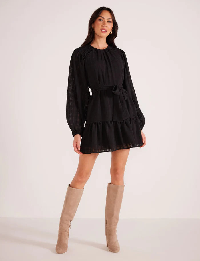 MINK PINK CLARENCE CHIFFON MINI DRESS BLACK Trendy Cut-Out Mini Dress