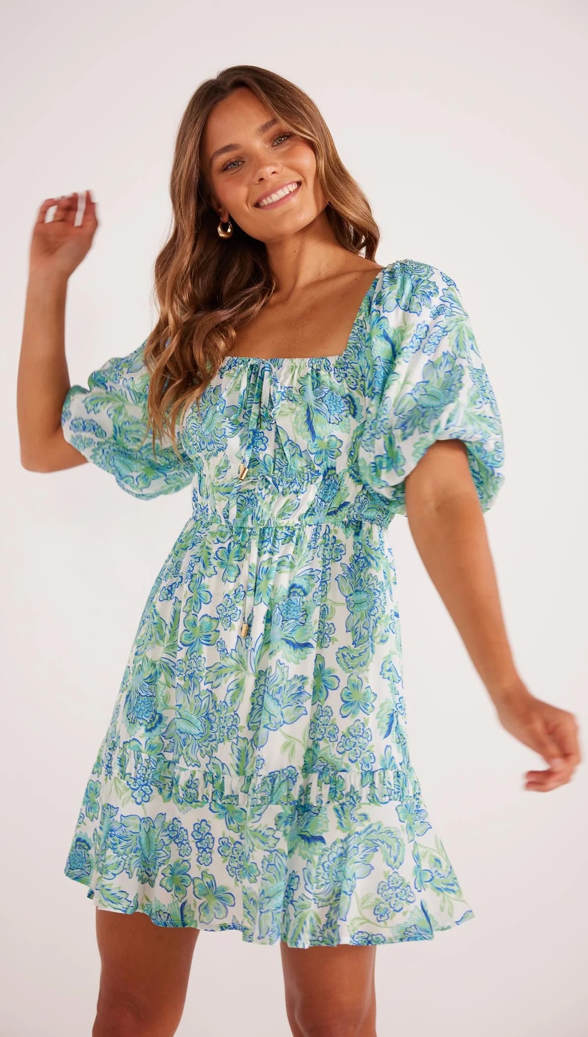 MINKPINK ALESSIA MINI DRESS BLUE FLORAL Stylish Spaghetti Strap Mini Dress