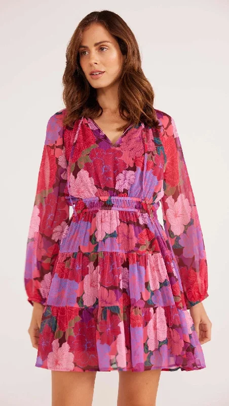 MinkPink Lexie Long Sleeve Mini Dress Classic Shift Mini Dress