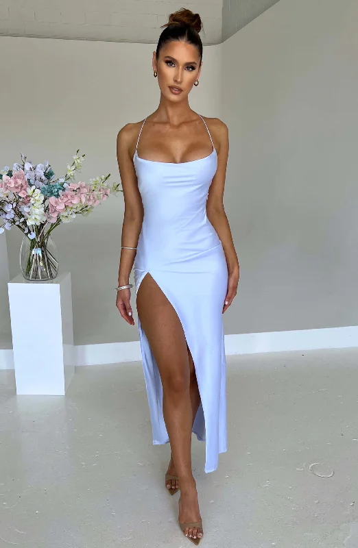 Misha Maxi Dress - Baby Blue Chic Off-Shoulder Maxi Dress