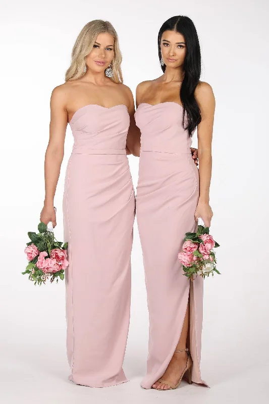 Nadia Strapless Column Maxi Dress - Dusty Pink Stylish Button-Up Maxi Dress