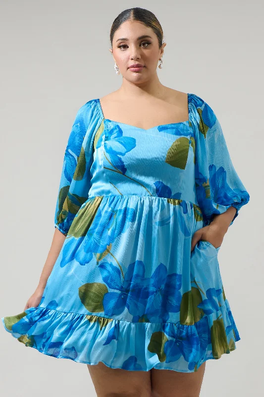 Neiva Floral Evy Sweetheart Mini Dress Curve Fashionable Pleated Mini Dress