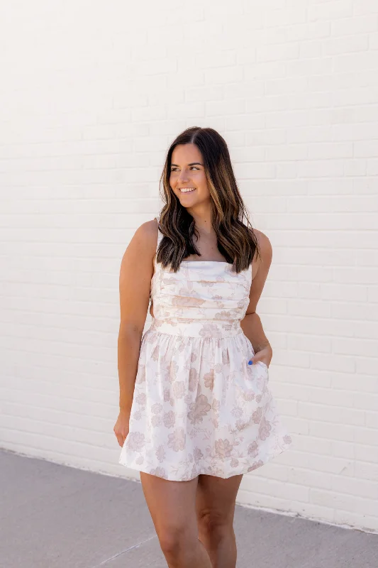 Meet Me In Maui Printed Mini Dress | Ivory Combo Trendy Denim Mini Dress