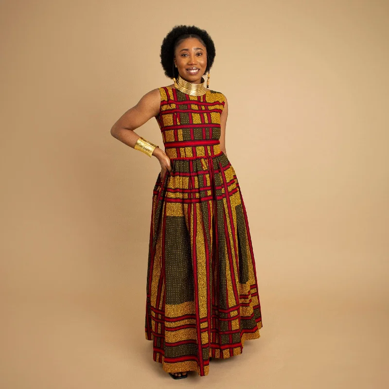 Ogo African Print Maxi Dress Classic Solid Maxi Dress