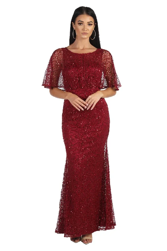 Opal Butterfly-Sleeve Sequin Maxi Dress - Wine Elegant Velvet Maxi Dress