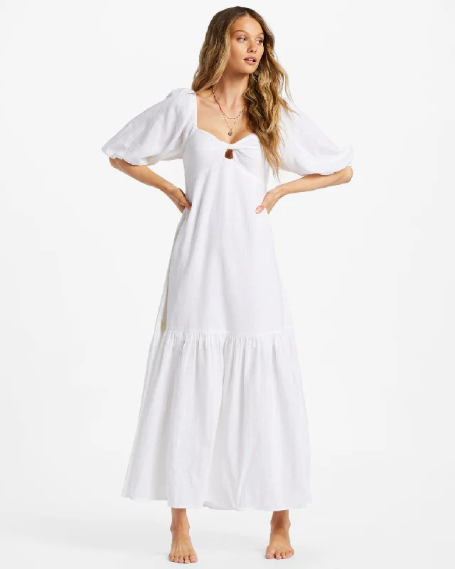 Paradise Cove Maxi Dress - Salt Crystal Elegant Maxi Dress with Pockets
