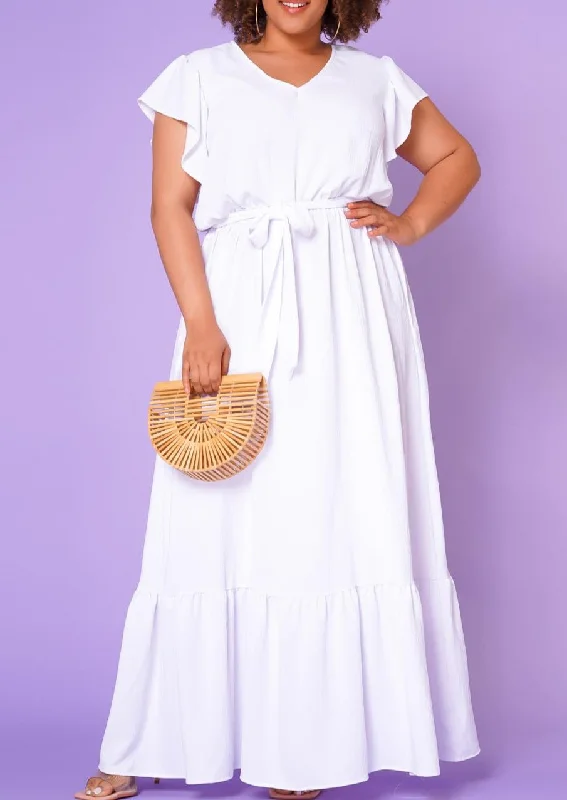 Hi Curvy Plus Size Women Golden Warp Maxi Dress Comfortable Bohemian Maxi Dress