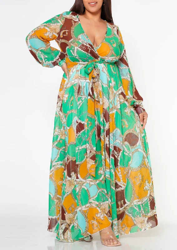 Hi Curvy Plus Size Women Unique Prints Flare maxi Dress Chic Summer Maxi Dress