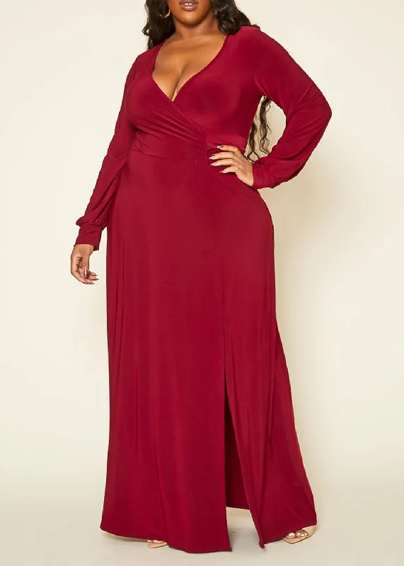 Hi Curvy Plus Size Women Solid Flare Maxi Dress Cozy Knit Maxi Dress