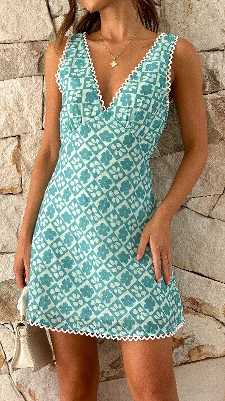 Saphina Mini Dress - Green Elegant Tulle Mini Dress