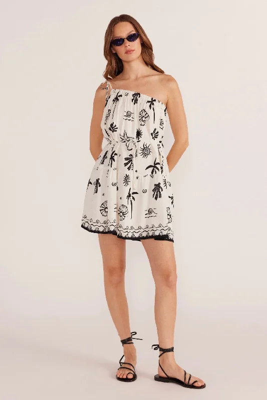 Shell One Shoulder Mini Dress Comfortable Boho Mini Dress