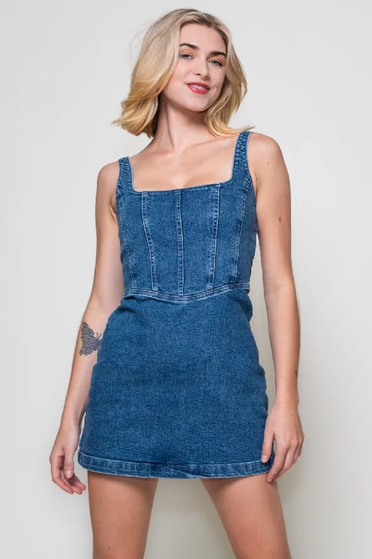 Show Me Your Mumu Denim Corset Mini Dress Elegant Vintage Mini Dress