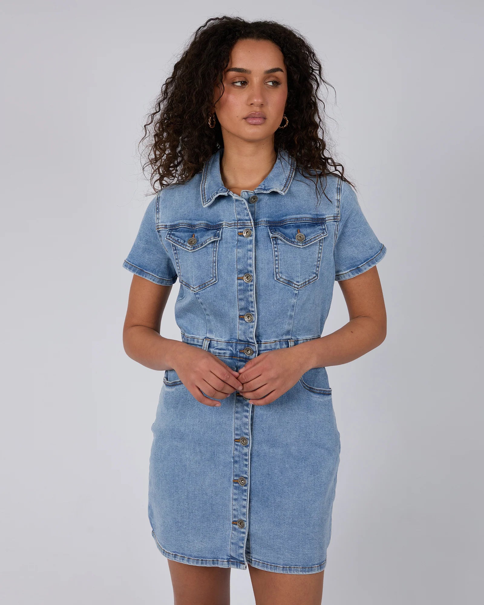 SILENT THEORY SHAY MINI DRESS LIGHT BLUE Modern Satin Mini Dress