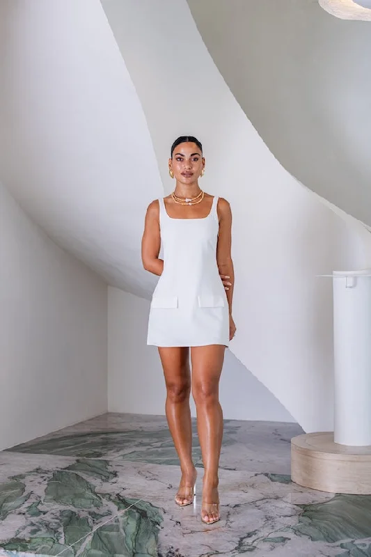 Renee Tailored Mini Dress White Trendy Camisole Mini Dress