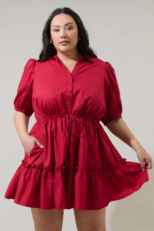Stacie Button Down Mini Dress Curve Cozy Knitted Mini Dress