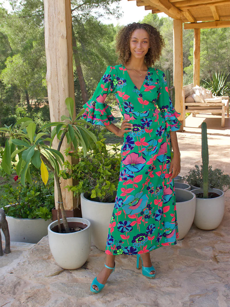 Stardust Joni Maxi Dress-Dark Green Flower Elegant Lace Maxi Dress