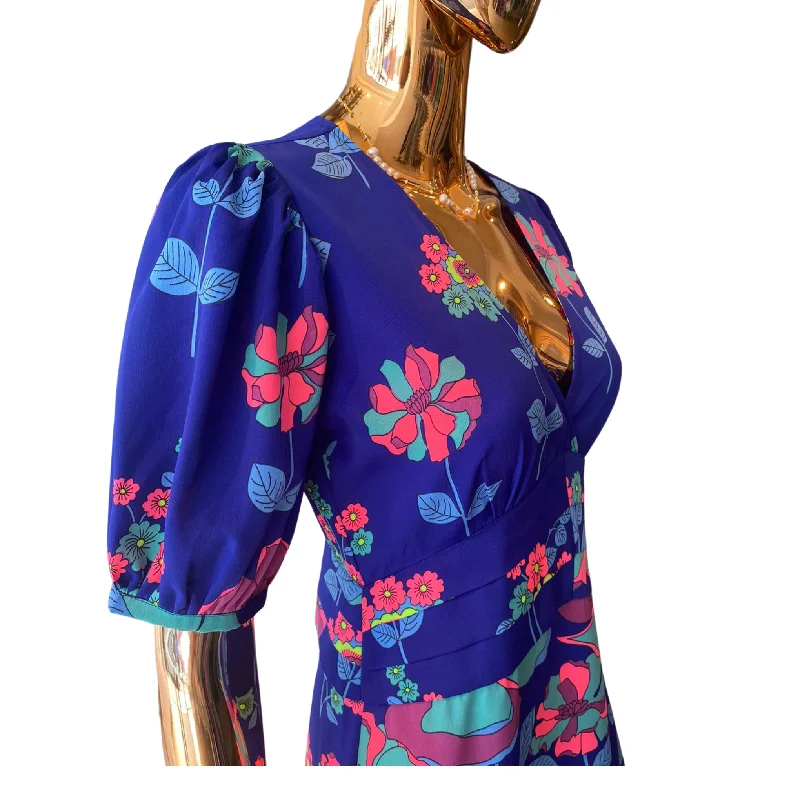 Stardust Seraphine Maxi Dress-Electric Blue Flower Classic V-Neck Maxi Dress
