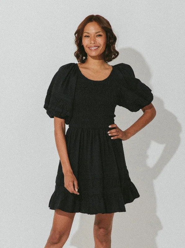 Stasia Mini Dress - Black Elegant Velvet Mini Dress