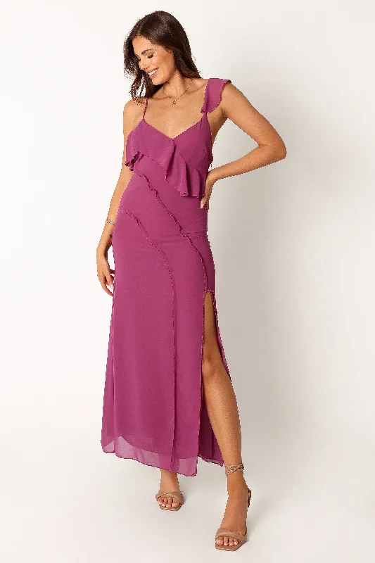 Stephy Maxi Dress - Purple Casual Maxi Dress with Pockets