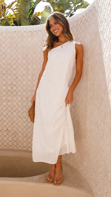 Stormi Maxi Dress - White Trendy Short Sleeve Maxi Dress