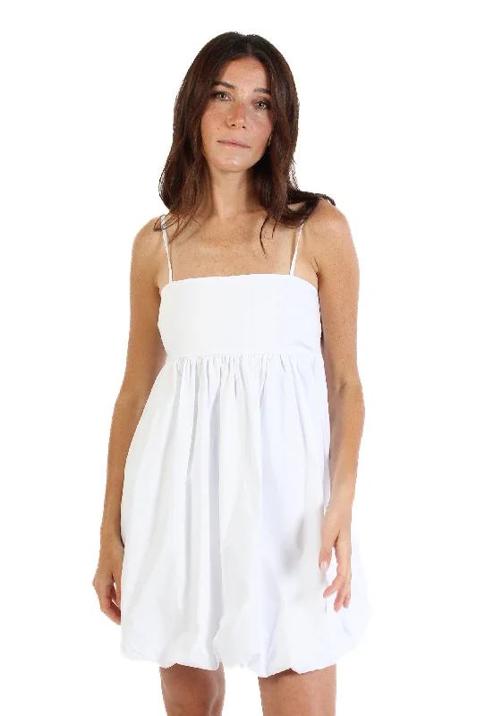 White Bubble Mini Dress Fashionable Mini Dress with Slits