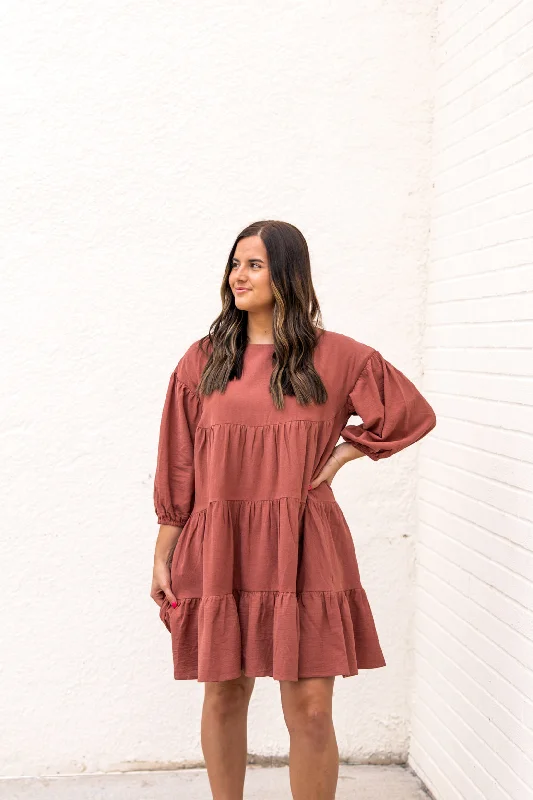 Mason Tiered Mini Dress | Red Bean Casual High-Waist Mini Dress