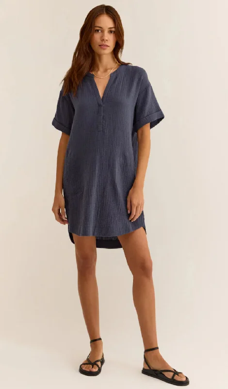 ZSUPPLY TALIA GAUZE MINI DRESS Cozy Long Sleeve Mini Dress