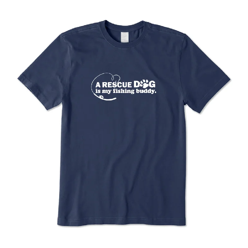 A Rescue Dog is my Fishing Buddy T-Shirt Chenille Fabric Brocade Fabric Lace Fabric
