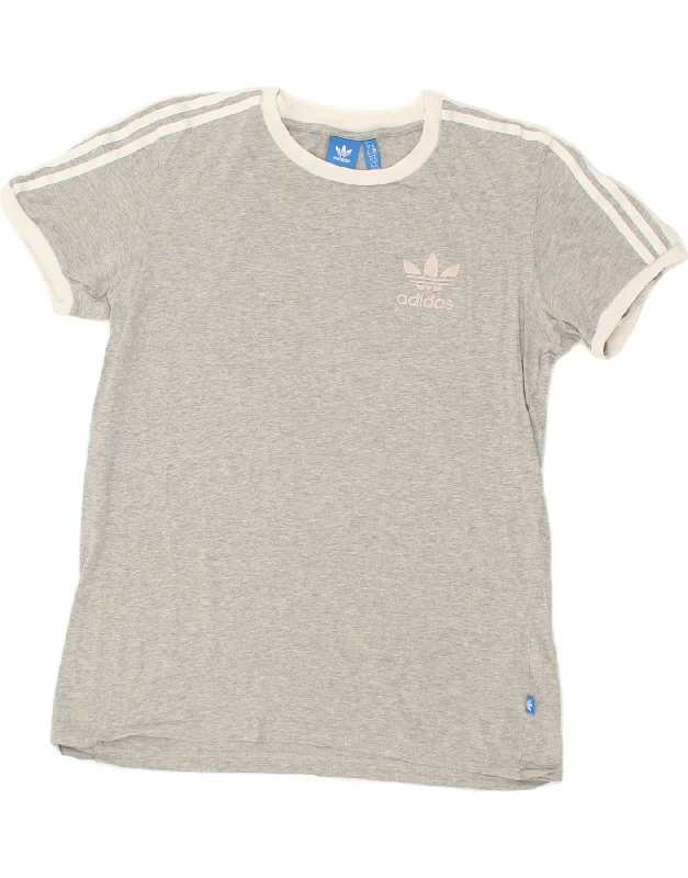 ADIDAS Womens T-Shirt Top UK 10 Small Grey Cotton Modern Contemporary Chic
