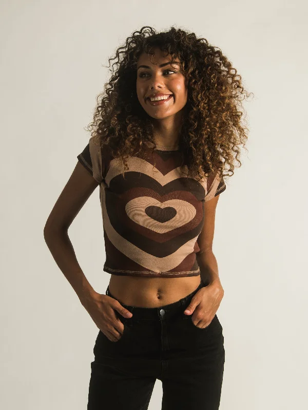 HARLOW ALLIE PRINT TEE - CLEARANCE Zippered Front Buttoned Front Snap Front