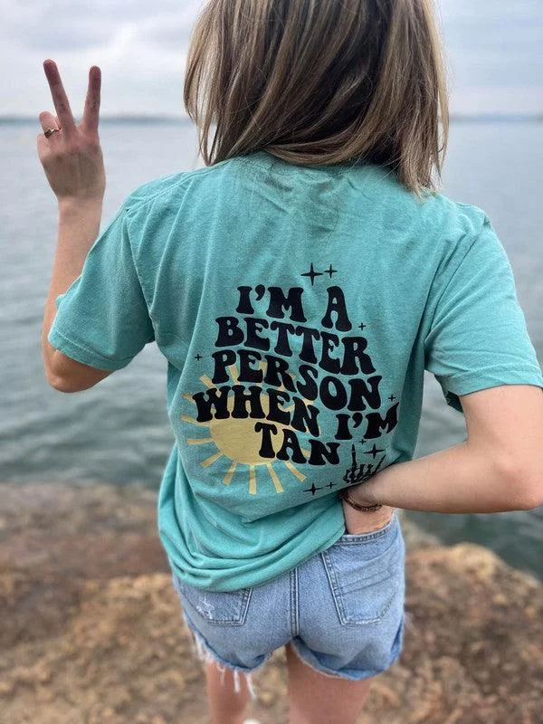 Ask Apparel Better Person When I'm Tan Graphic Tee Polka Dot Checkered Tartan
